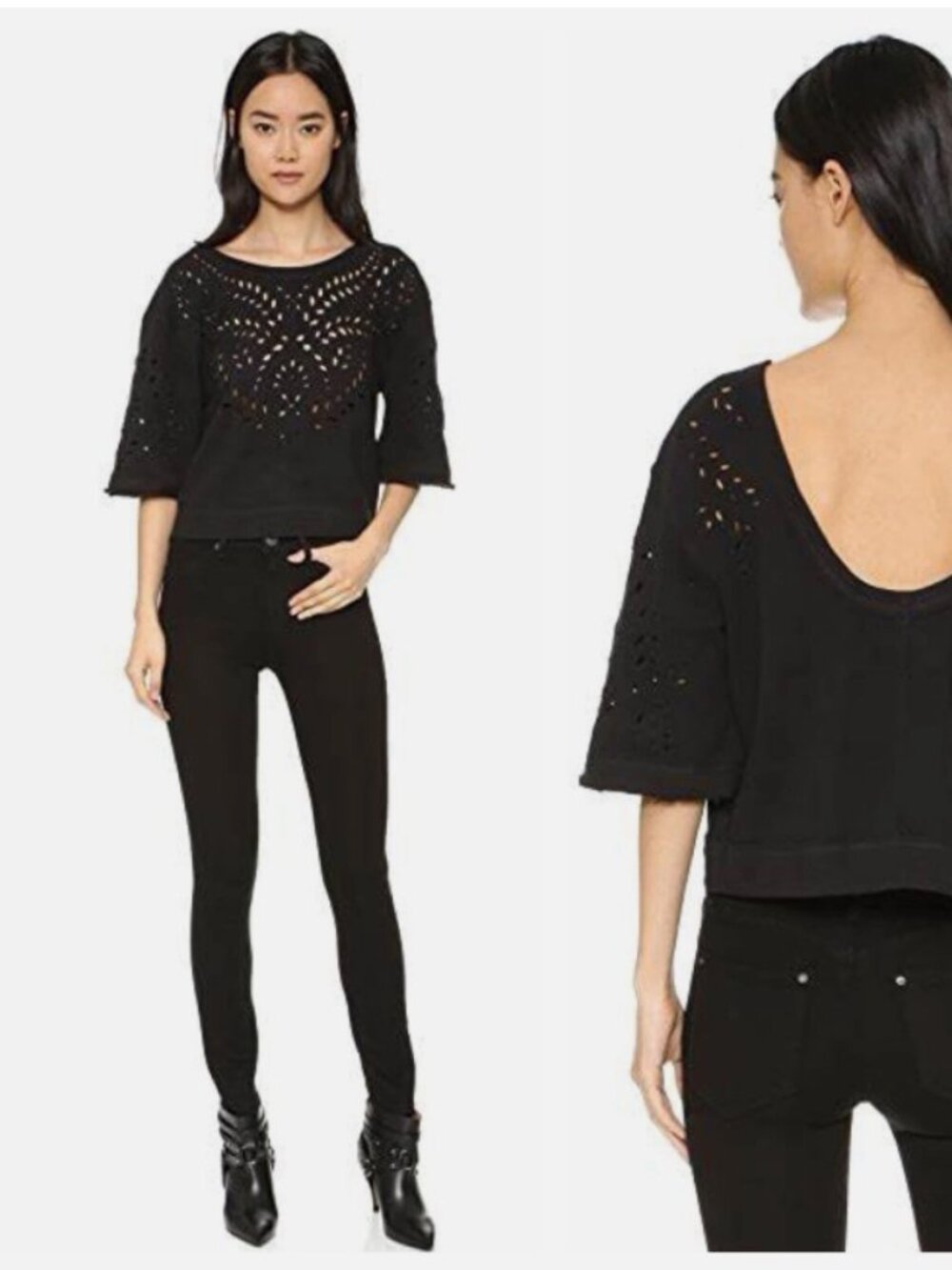 Free People Cutout Crumpet French Terry Pullover Sweatshirt Size XS Oversized
